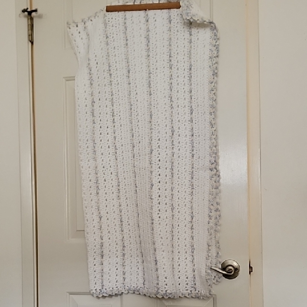 Handmade White Crochet Blanket